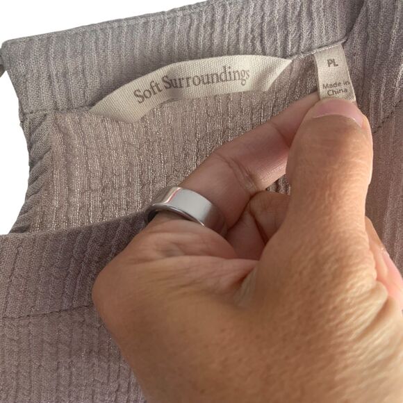 Soft Surrounding Womens Taupe Gauzy Lagenlook Top PL Button Detail Flowy Casual - Picture 2 of 7